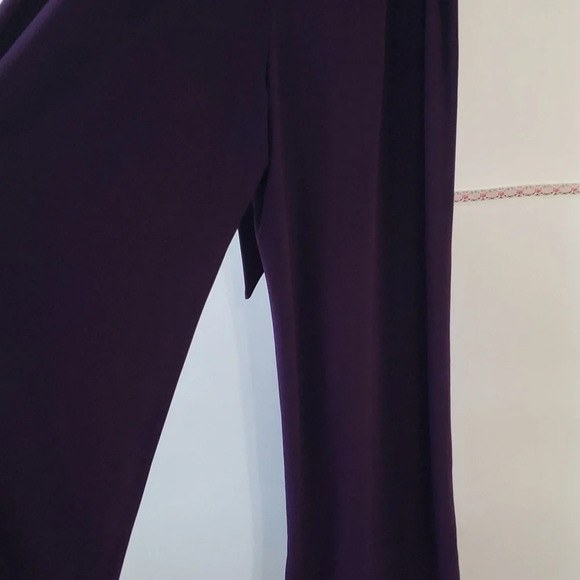 Nikki Poulos Jumpsuit Long Sleeved Pockets Belt Elastic Waist Wine Merlot Small - Picture 12 of 16